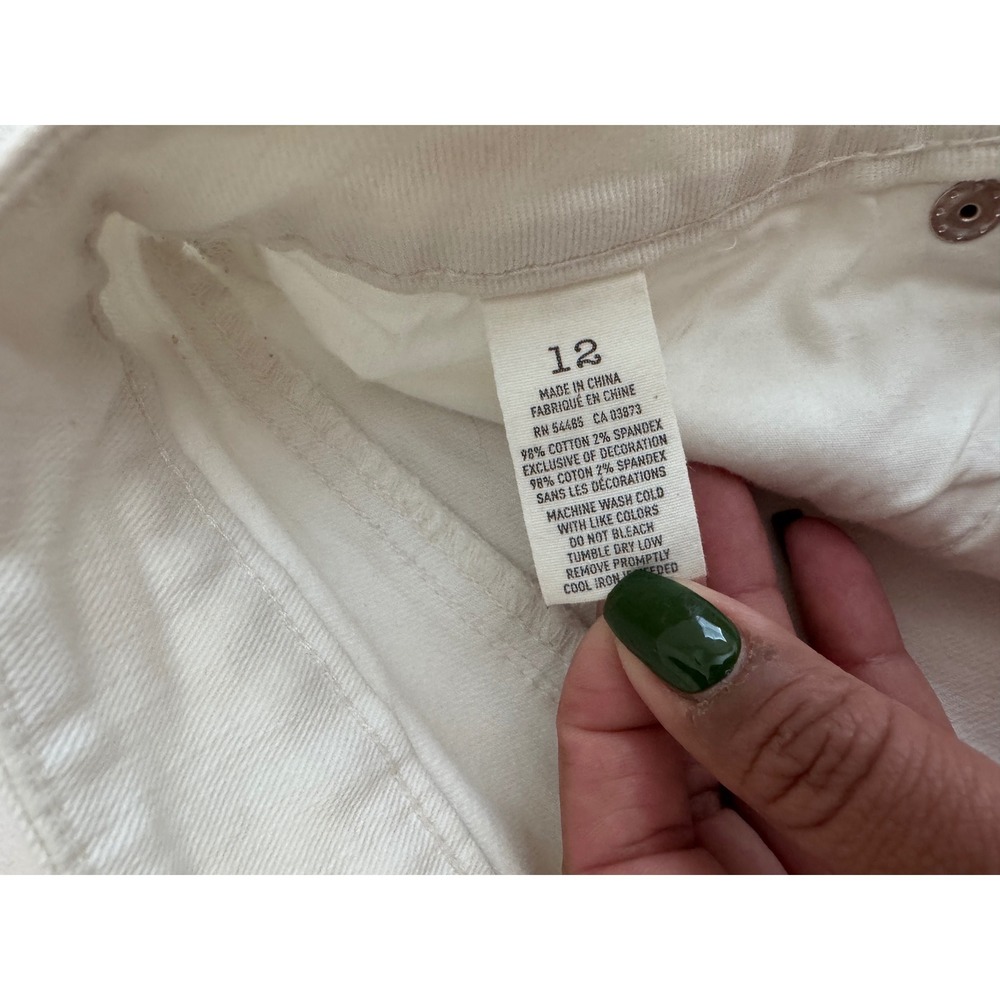 American Eagle White Denim Midi Shorts Low Rise Rolled Hem Size 12 Boho Y2K oo - Picture 5 of 7